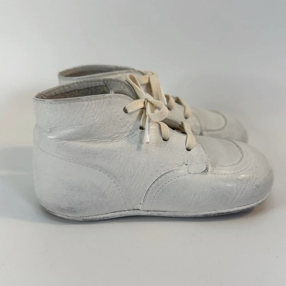 Vintage Ivory White Leather Crib Baby Walker‎ Shoes